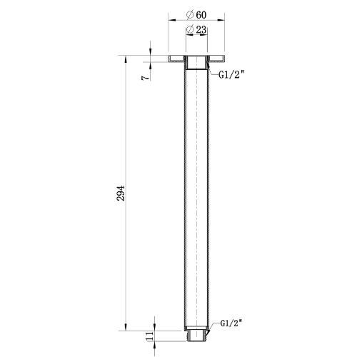 Round Ceiling Shower Arm - Matte Black