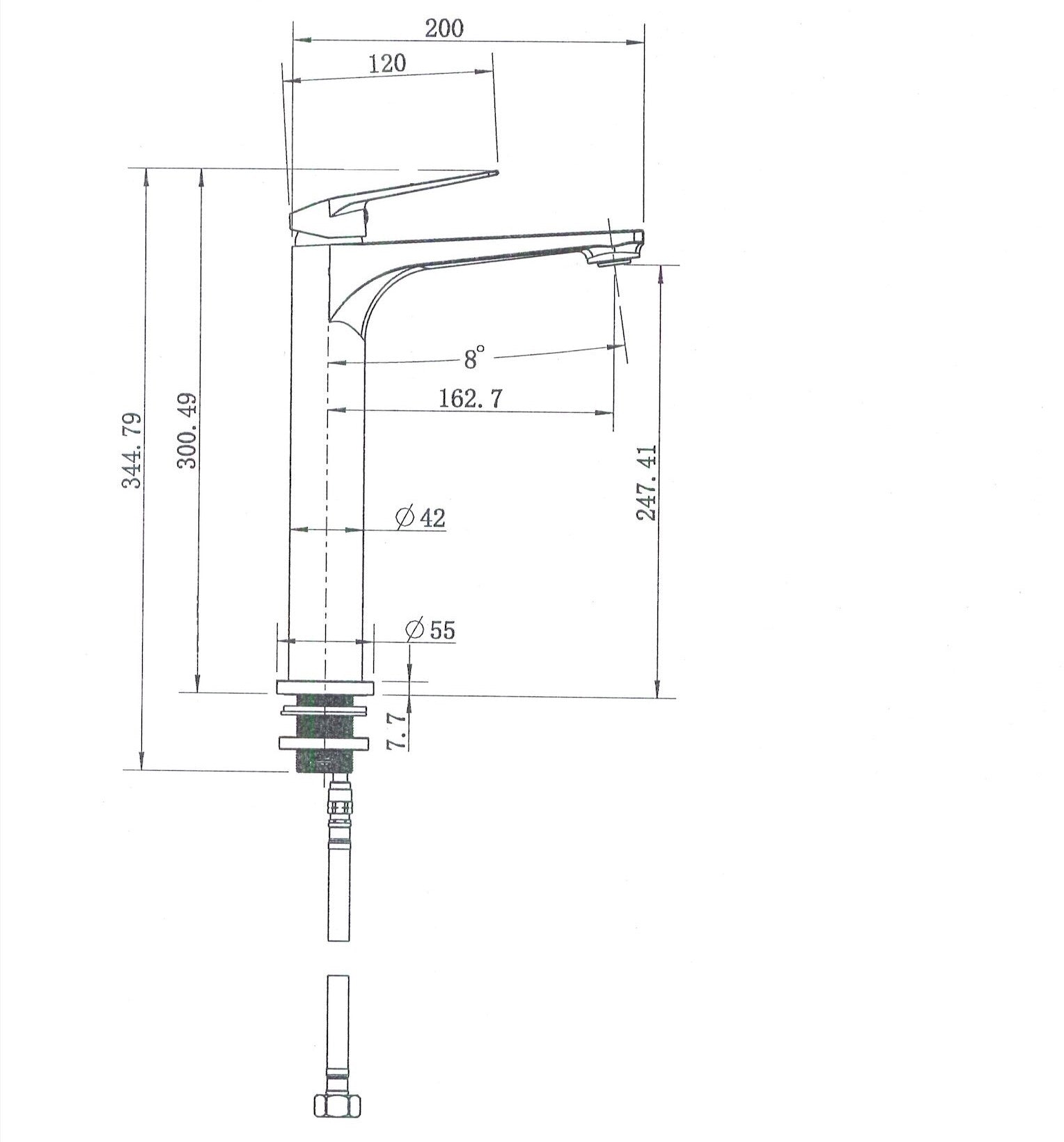 Cascade High Rise Basin Mixer - Matte Black