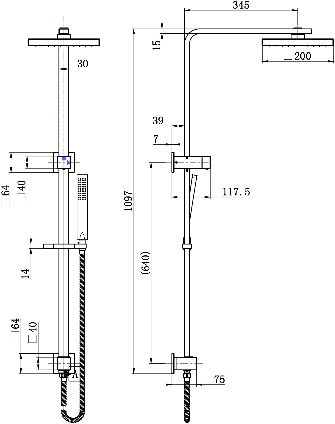 Chao Shower Column Set - Matte Black