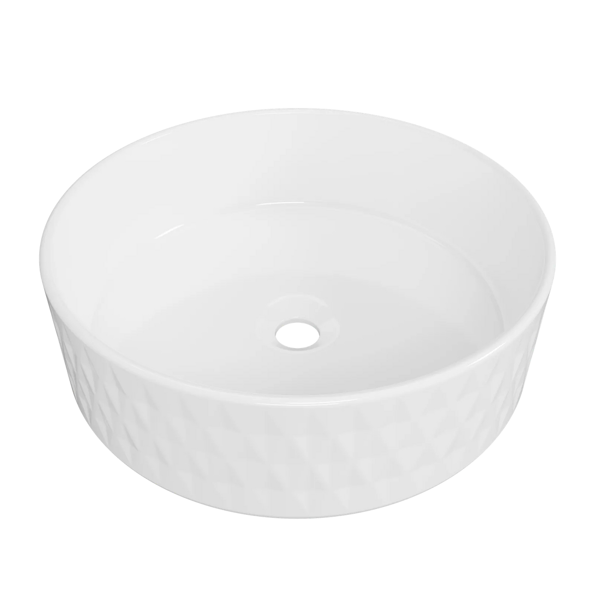 Timberline Diamond Above Counter Basin 360mm Gloss White