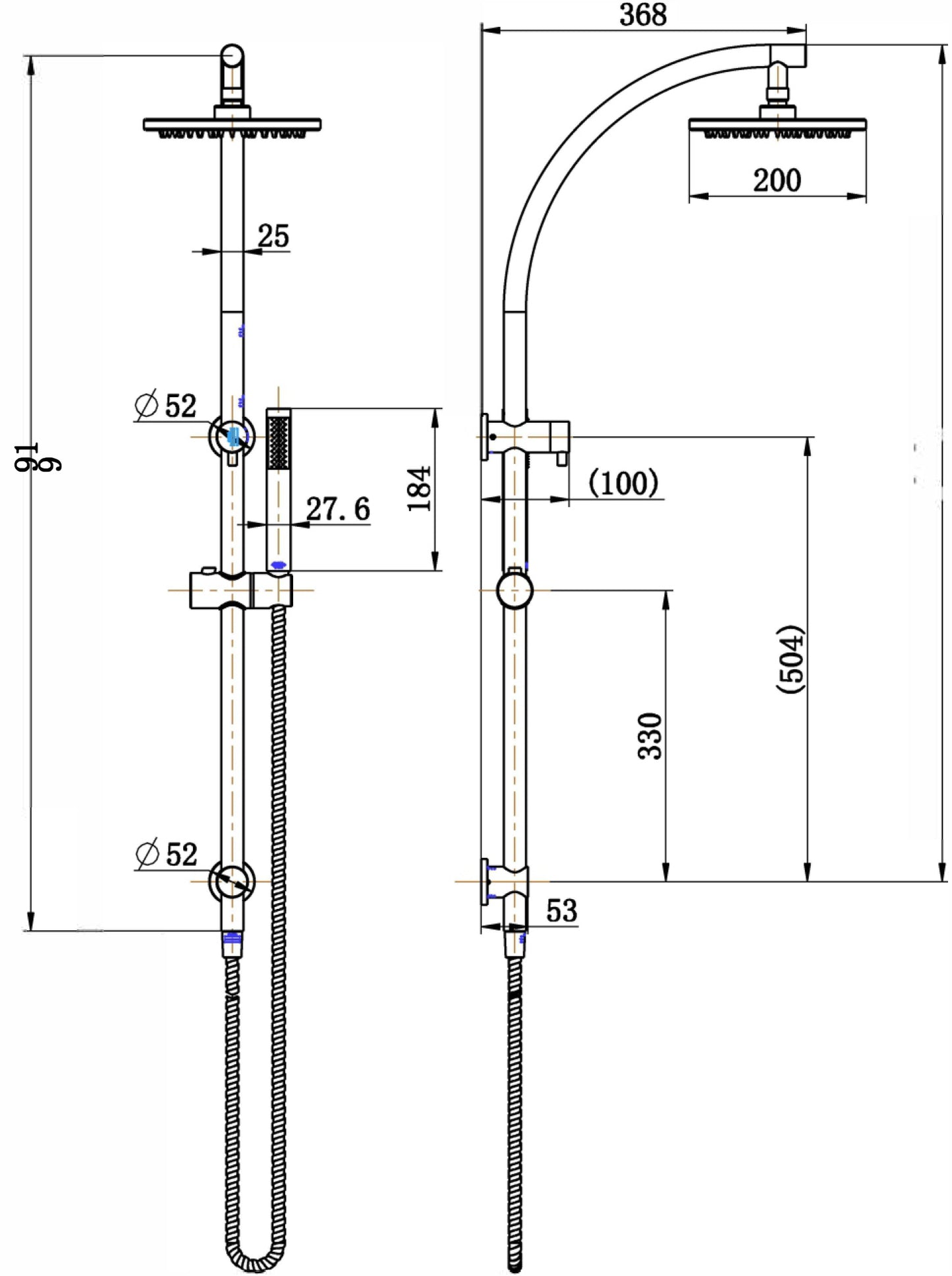 Dubbo Shower Column Set - Matte Black