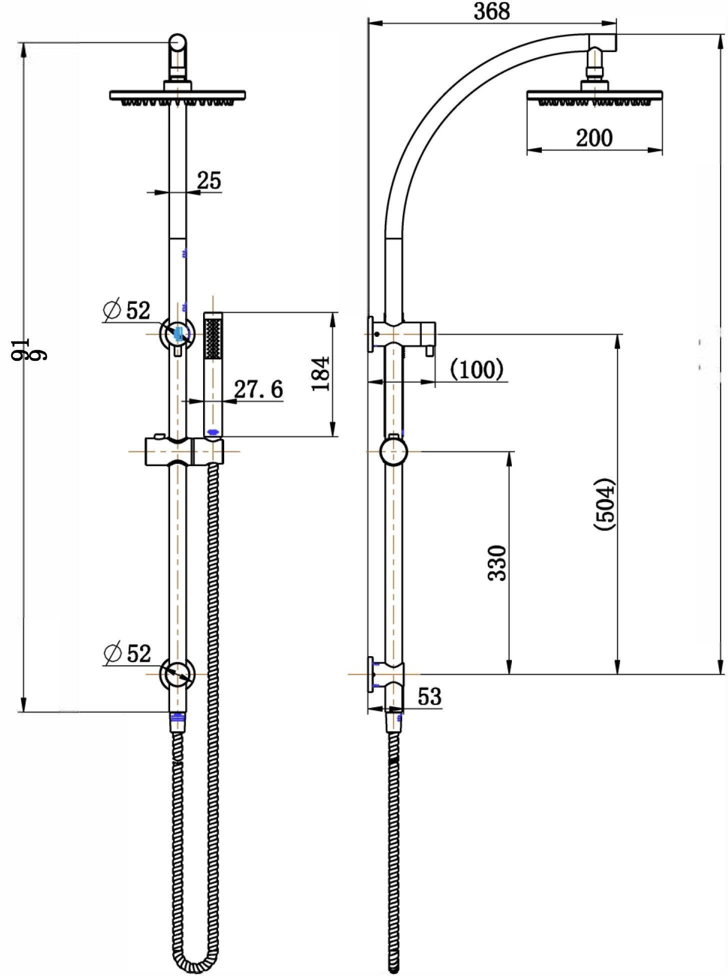 Dubbo Shower Column Set - Matte Black