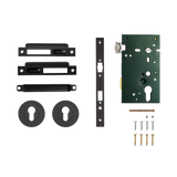 Momo Solid Brass Roller Mortice Entrance Set In in Matt Black - entrance set configuration