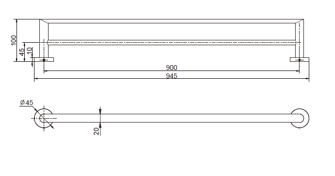 Eva Double Towel Rail 900mm - Chrome