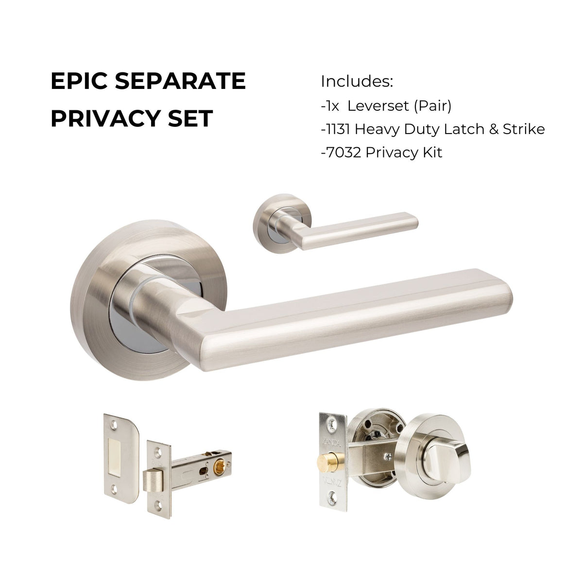 Epic - Brushed Nickel/Chrome Plate - privacy set configuration