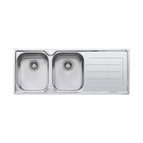 Flinders Double Bowl Topmount Sink With Drainer
