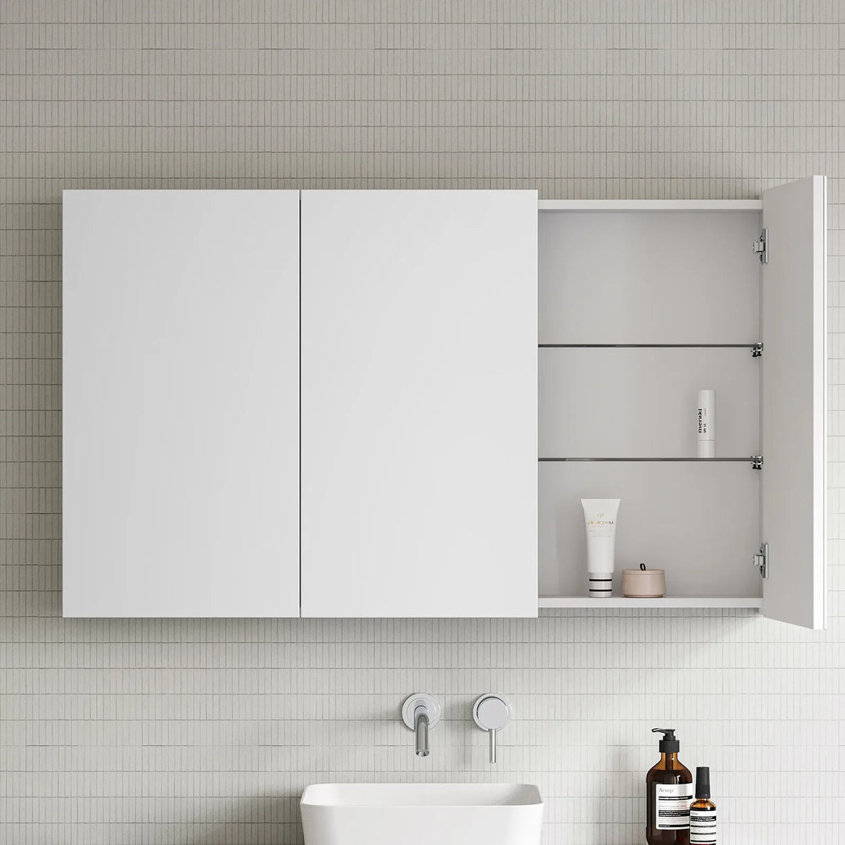 Timberline Upgrade Standard Size Gold Shaving Cabinet to Glass Shelves