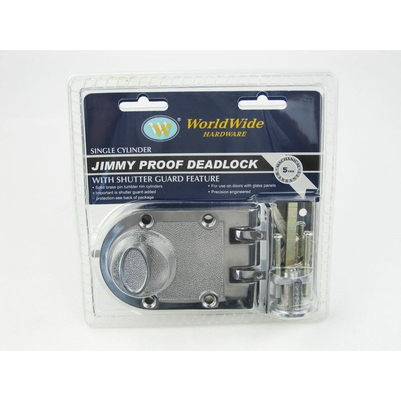 H101 Jimmy Proof One Cylinder Lock -Chrome Plated