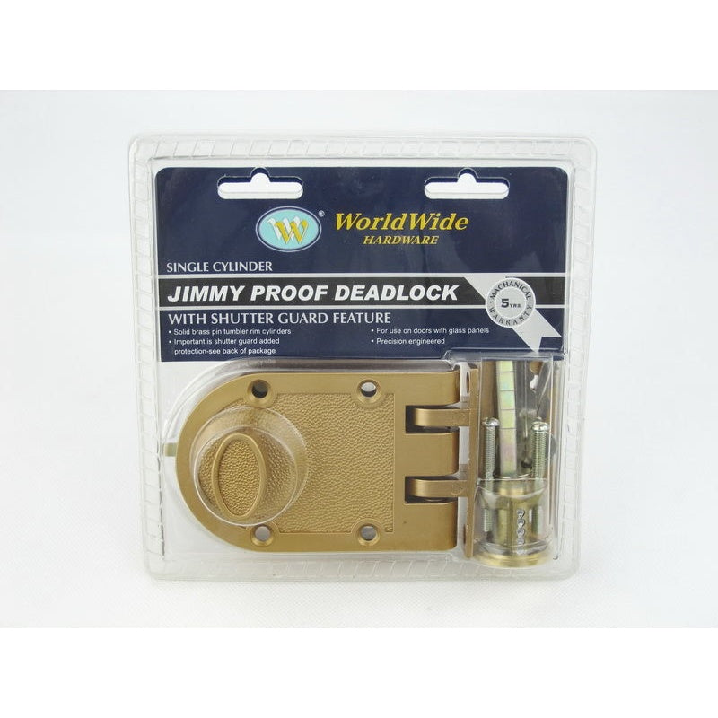 H101 Jimmy Proof One Cylinder Lock -Gold