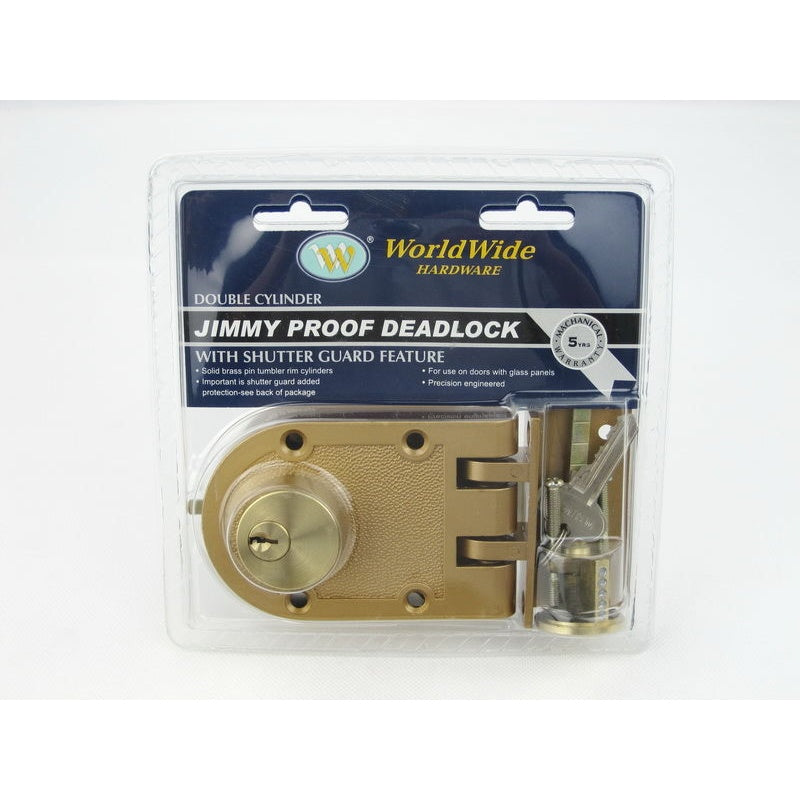 H102 Jimmy Proof Two Cylinder Lock -Gold Plated