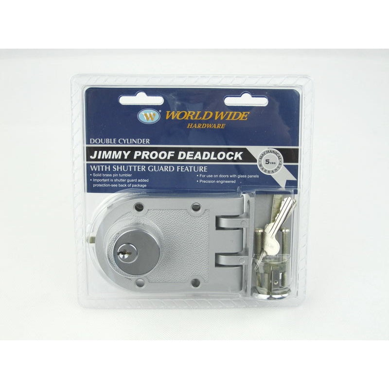 H102 Jimmy Proof Two Cylinder Lock -Silver