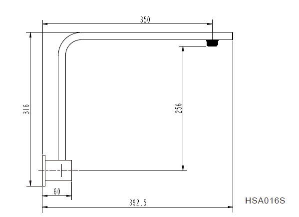 Square High Rise Shower Arm - Matte Black