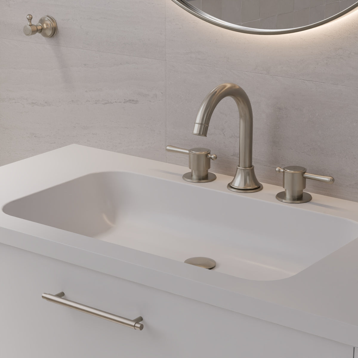 Harrington Three Hole Basin Set with Lever Handle - side profile view