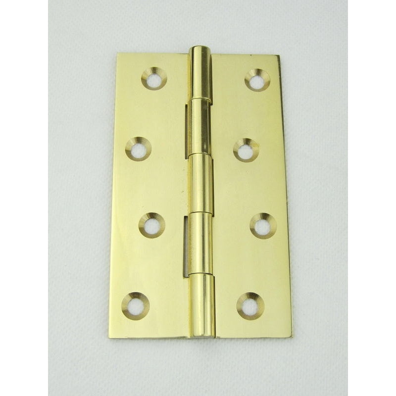 Brass Hinge 102x60x2.0mm Polished Brass Fixed Pin