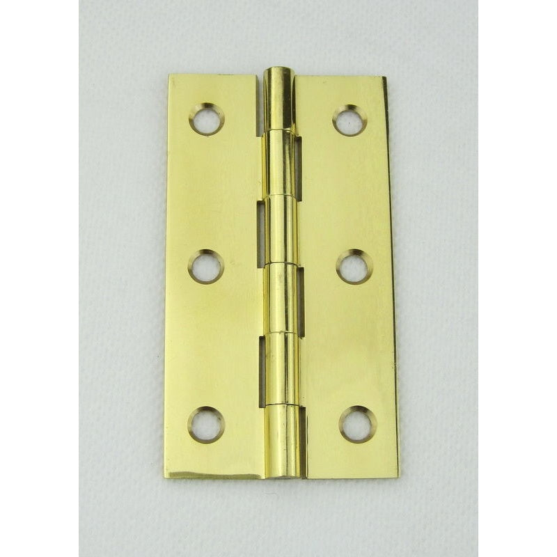 Brass Hinge 63x35x1.4mm, 76x41x2.0mm, 89x51x2.0mm Polished Brass Fixed Pin