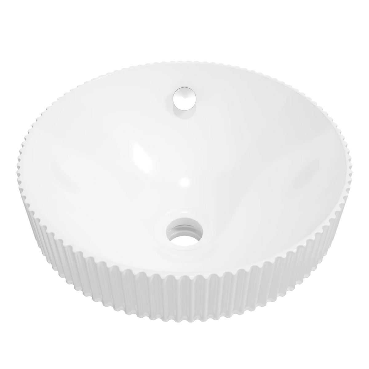 Timberline Henry Flute Inset Basin 360mm Gloss White