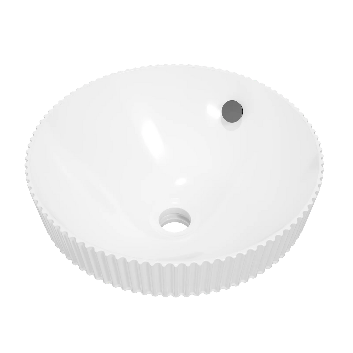 Timberline Henry Flute Semi Inset Basin 360mm Gloss White - image 2
