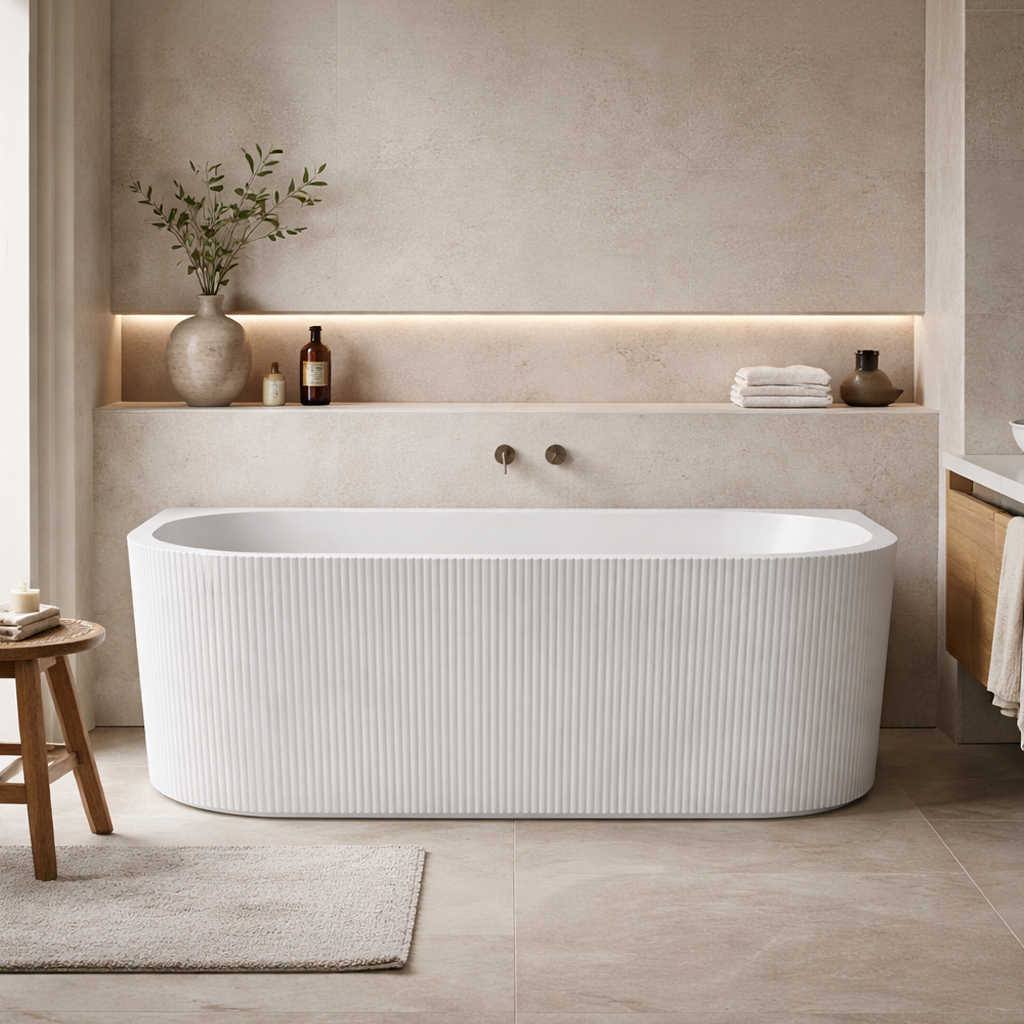 Havana Back To Wall Bathtub in Matt White