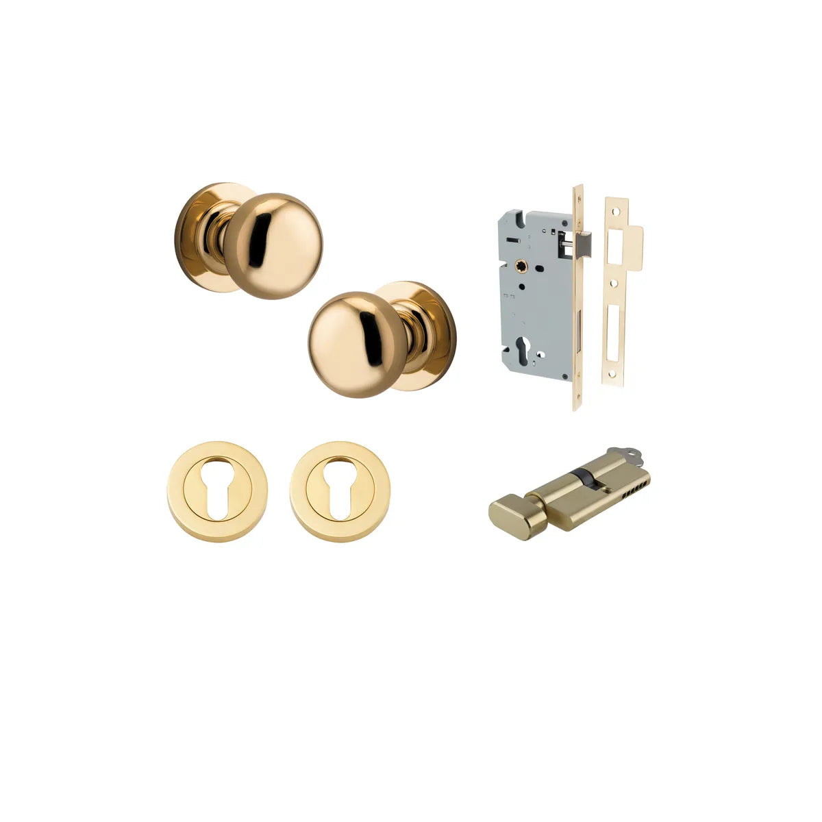 Cambridge Knob - Round Rose Entrance Kit with Separate High Security Lock - entrance set configuration (14 of 18)