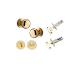 Cambridge Knob - Round Rose Privacy Kit with Separate Privacy Turn in Polished Brass - privacy set configuration