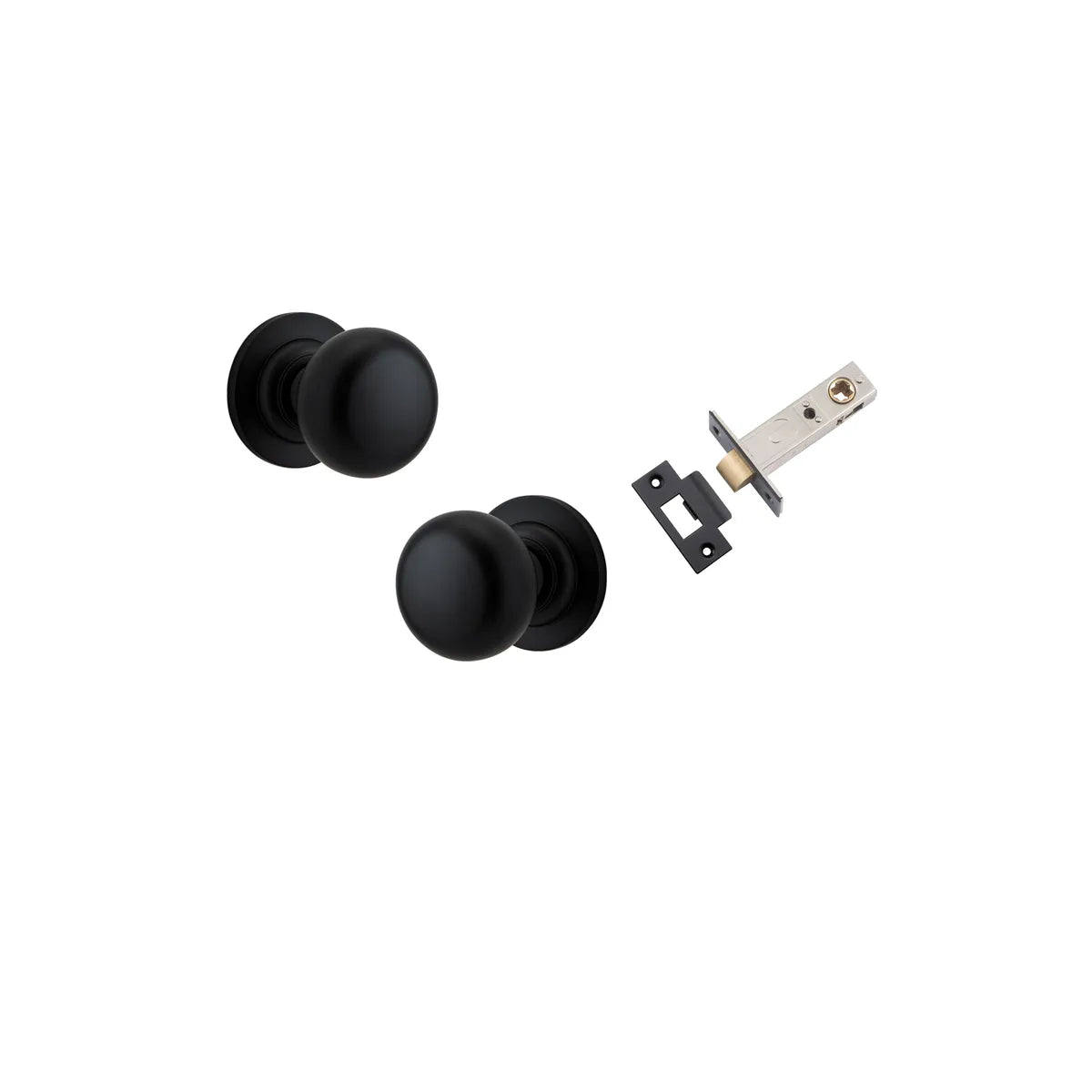 Cambridge Knob - Round Rose Passage Kit in Matt Black - side profile view