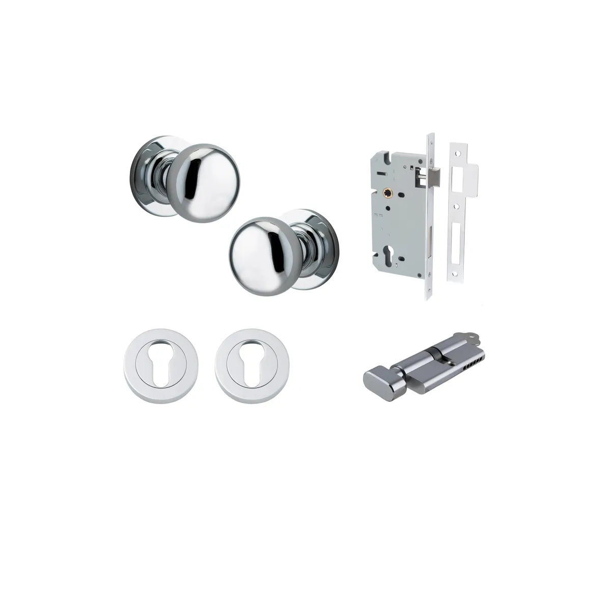 Cambridge Knob - Round Rose Entrance Kit with Separate High Security Lock - entrance set configuration (15 of 18)