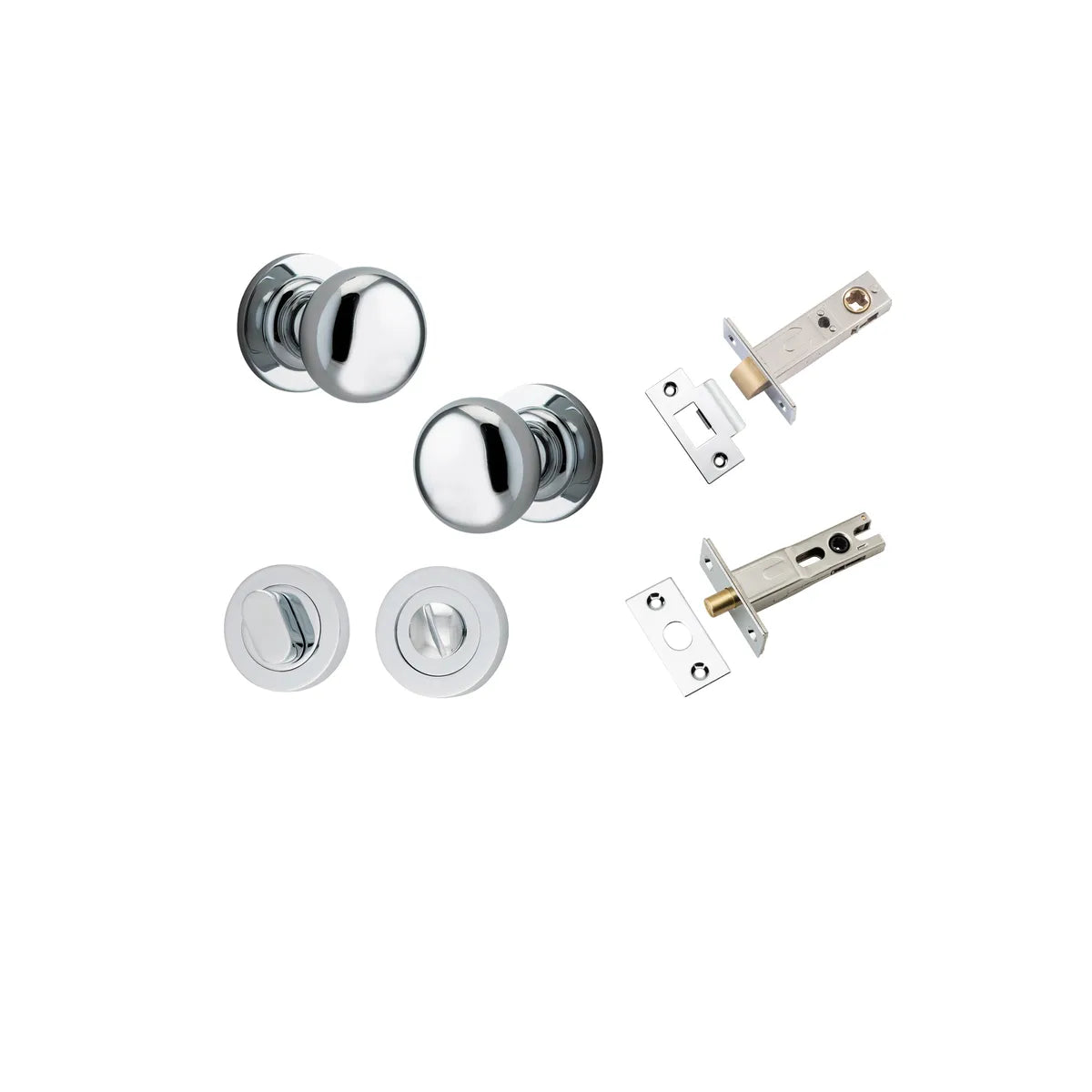 Cambridge Knob - Round Rose Privacy Kit with Separate Privacy Turn in Polished Chrome - privacy set configuration
