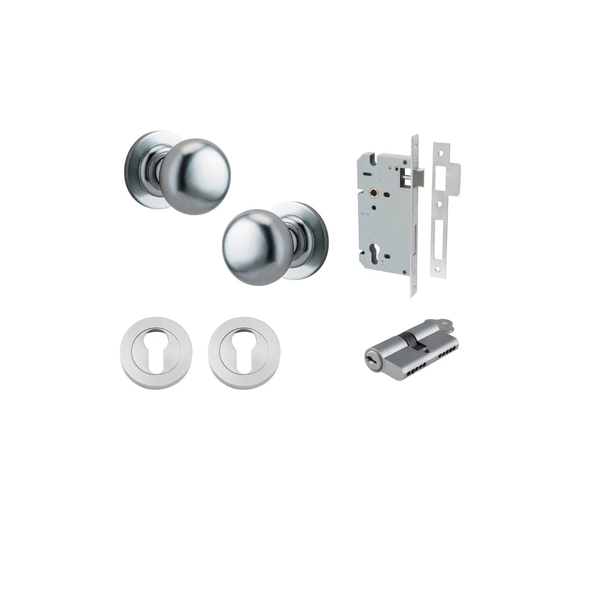 Cambridge Knob - Round Rose Entrance Kit with Separate High Security Lock - entrance set configuration (2 of 18)
