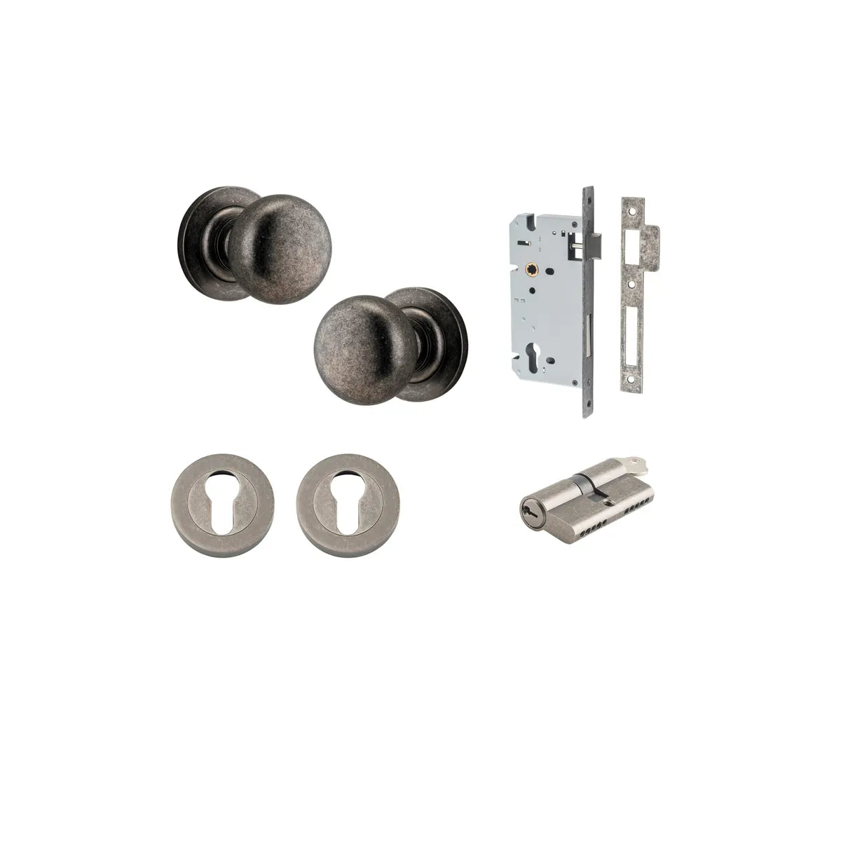Cambridge Knob - Round Rose Entrance Kit with Separate High Security Lock - entrance set configuration (3 of 18)