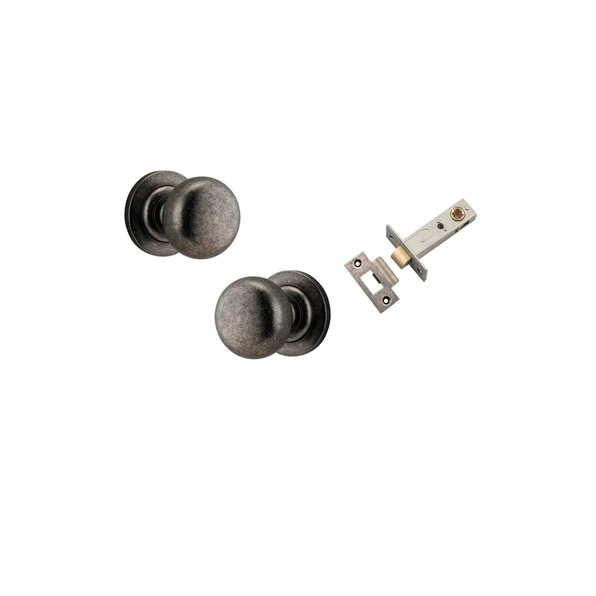 Cambridge Knob - Round Rose Passage Kit in Brushed Chrome - close-up detail view