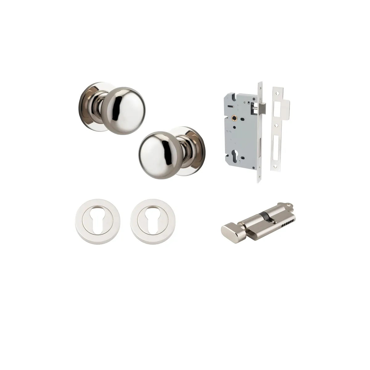 Cambridge Knob - Round Rose Entrance Kit with Separate High Security Lock - entrance set configuration (16 of 18)