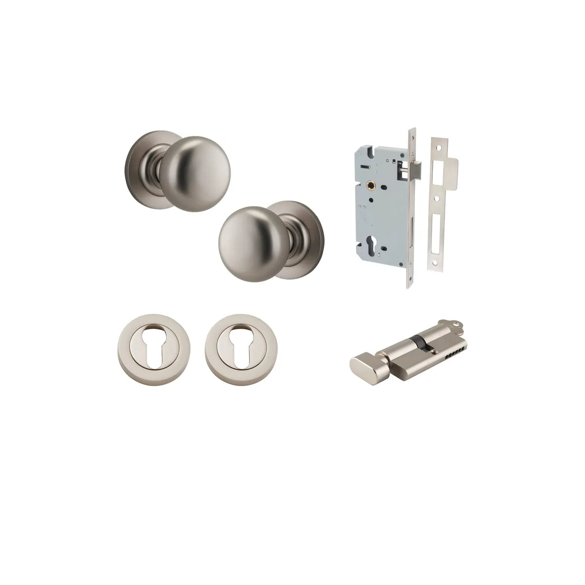 Cambridge Knob - Round Rose Entrance Kit with Separate High Security Lock - entrance set configuration (17 of 18)