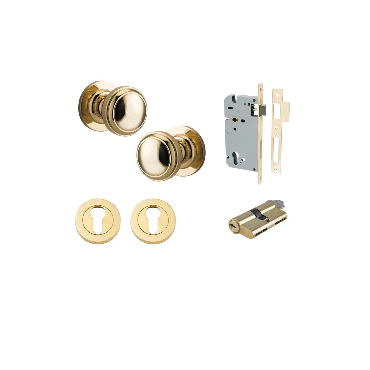 Paddington Knob - Round Rose Entrance Kit with Separate High Security Lock - entrance set configuration (5 of 18)