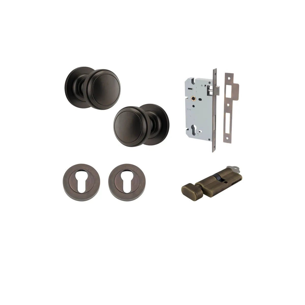Paddington Knob - Round Rose Entrance Kit with Separate High Security Lock - entrance set configuration (18 of 18)