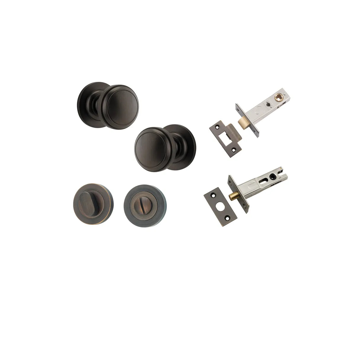 Paddington Knob - Round Rose Privacy Kit with Separate Privacy Turn in Signature Brass - privacy set configuration
