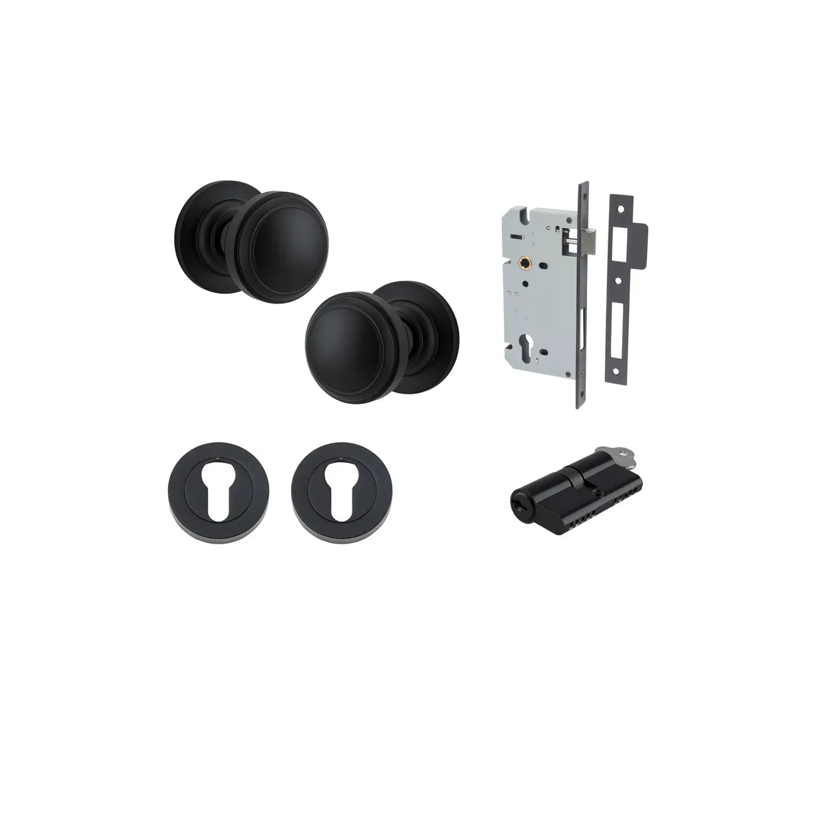Paddington Knob - Round Rose Entrance Kit with Separate High Security Lock - entrance set configuration (4 of 18)