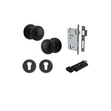 Paddington Knob - Round Rose Entrance Kit with Separate High Security Lock in Brushed Brass - entrance set configuration