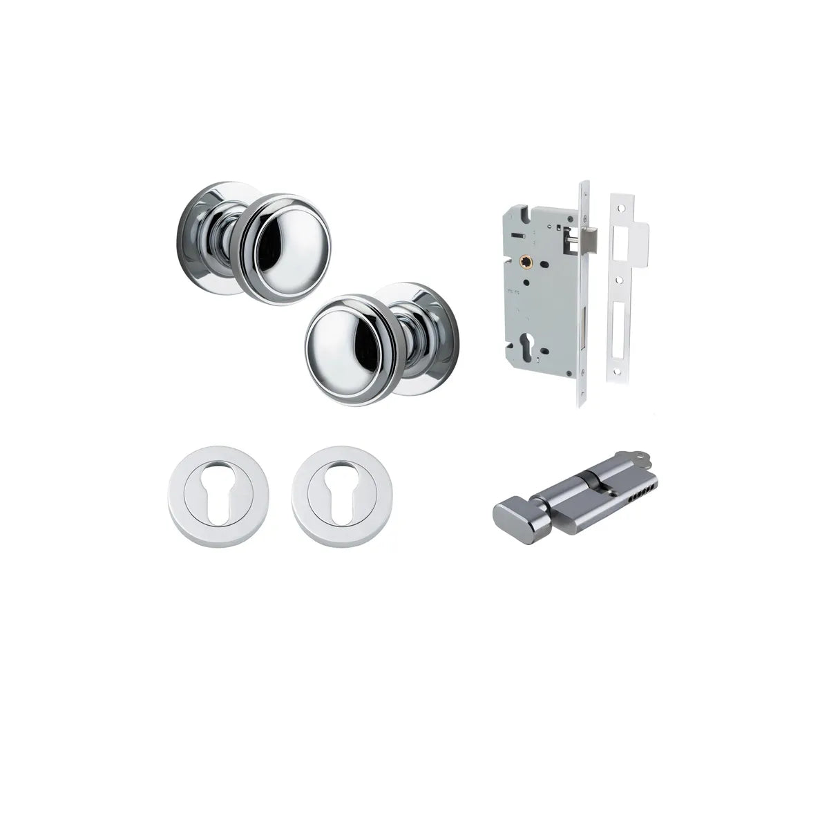 Paddington Knob - Round Rose Entrance Kit with Separate High Security Lock - entrance set configuration (15 of 18)