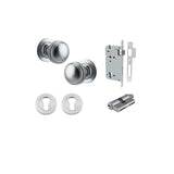 Paddington Knob - Round Rose Entrance Kit with Separate High Security Lock in Brushed Chrome - entrance set configuration
