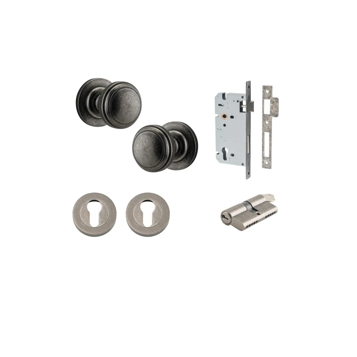 Paddington Knob - Round Rose Entrance Kit with Separate High Security Lock