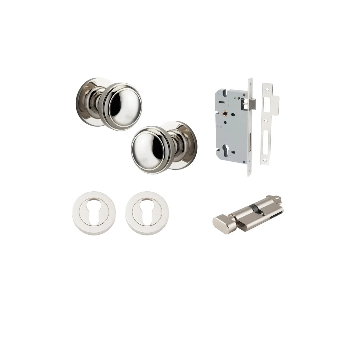 Paddington Knob - Round Rose Entrance Kit with Separate High Security Lock - entrance set configuration (16 of 18)