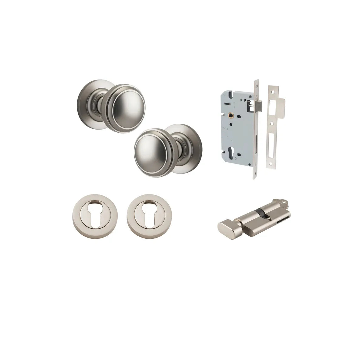 Paddington Knob - Round Rose Entrance Kit with Separate High Security Lock - entrance set configuration (17 of 18)