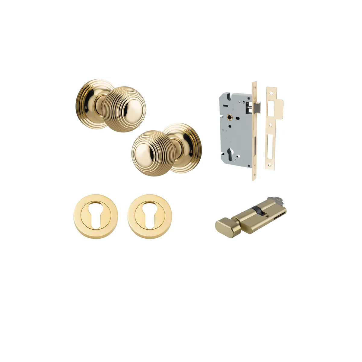Guildford Knob - Round Rose Entrance Kit with Separate High Security Lock - entrance set configuration (14 of 18)