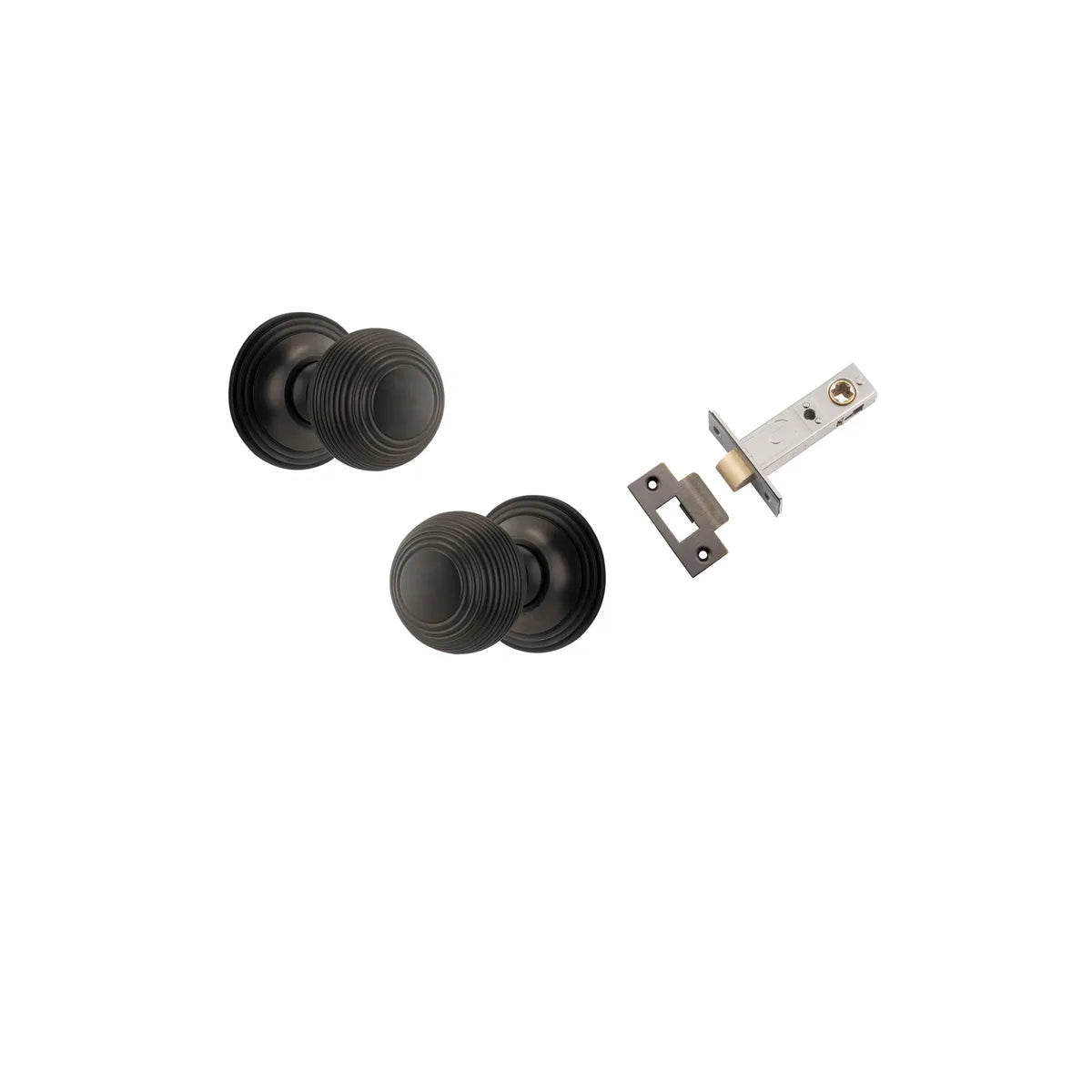 Guildford Knob - Round Rose Passage Kit in Signature Brass - front view