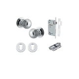 Guildford Knob - Round Rose Entrance Kit with Separate High Security Lock in Brushed Brass - entrance set configuration