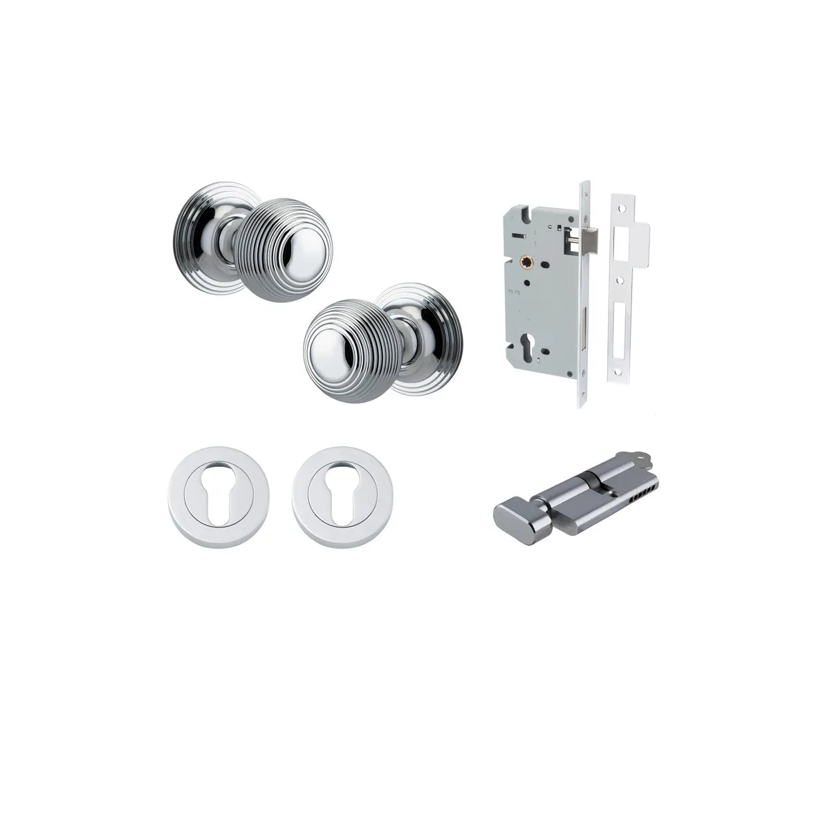 Guildford Knob - Round Rose Entrance Kit with Separate High Security Lock - entrance set configuration (15 of 18)