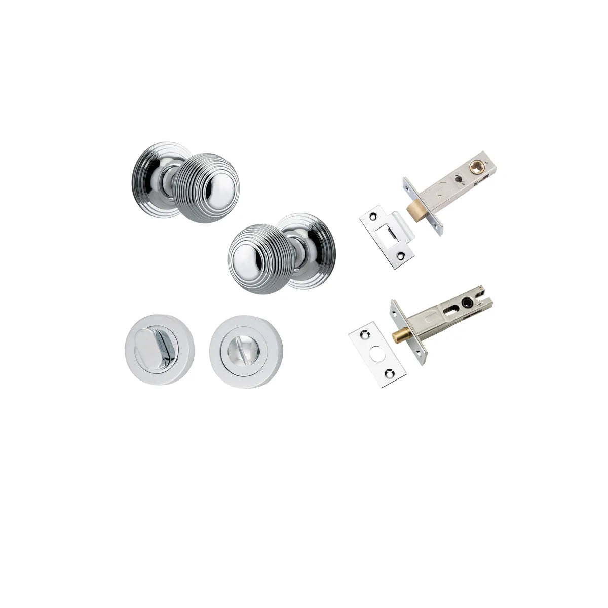 Guildford Knob - Round Rose Privacy Kit with Separate Privacy Turn in Polished Chrome - privacy set configuration