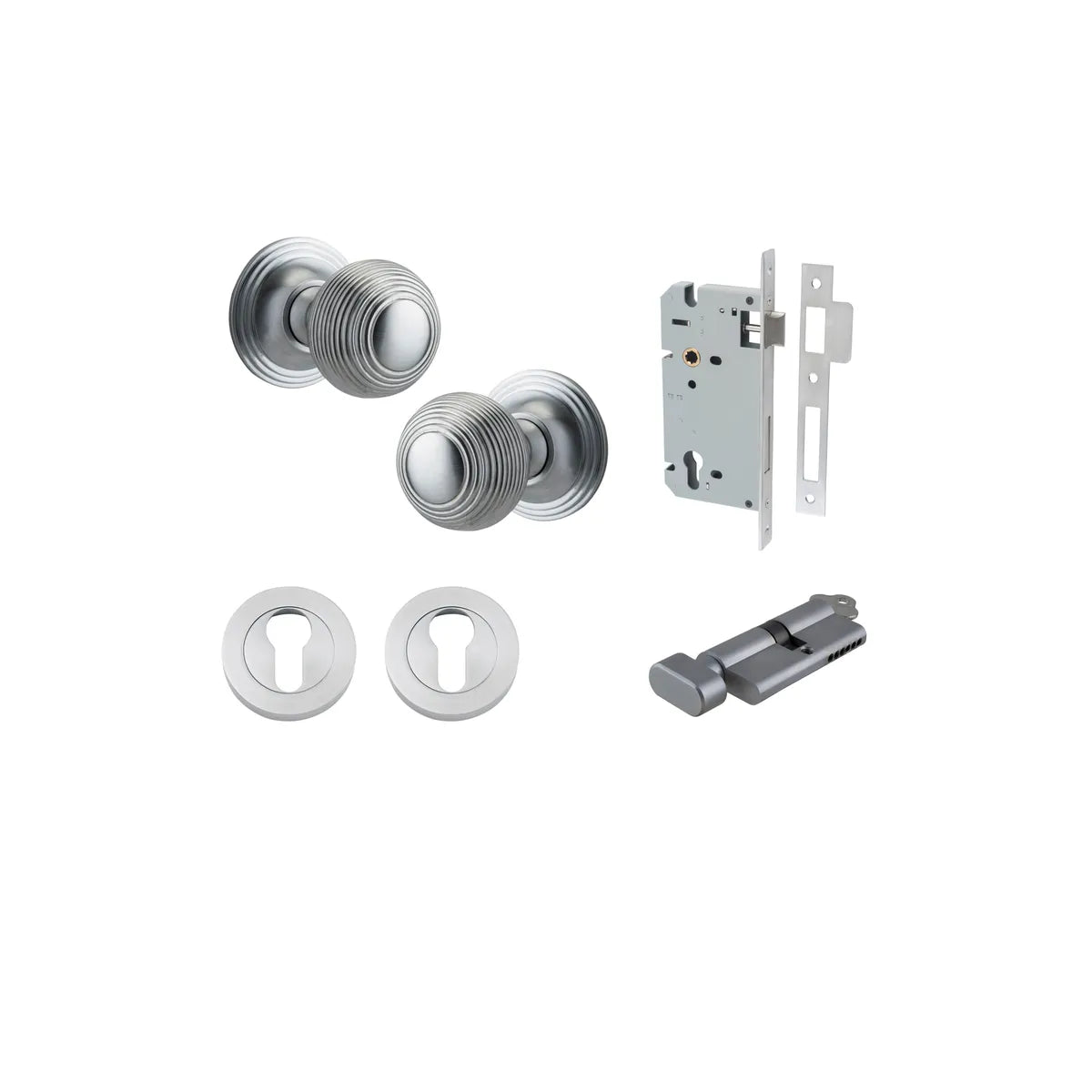 Guildford Knob - Round Rose Entrance Kit with Separate High Security Lock - entrance set configuration (11 of 18)