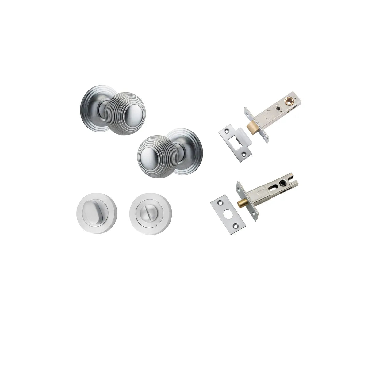 Guildford Knob - Round Rose Privacy Kit with Separate Privacy Turn in Brushed Chrome - privacy set configuration
