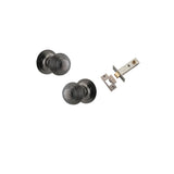 Guildford Knob - Round Rose Passage Kit in Distressed Nickel - close-up detail view